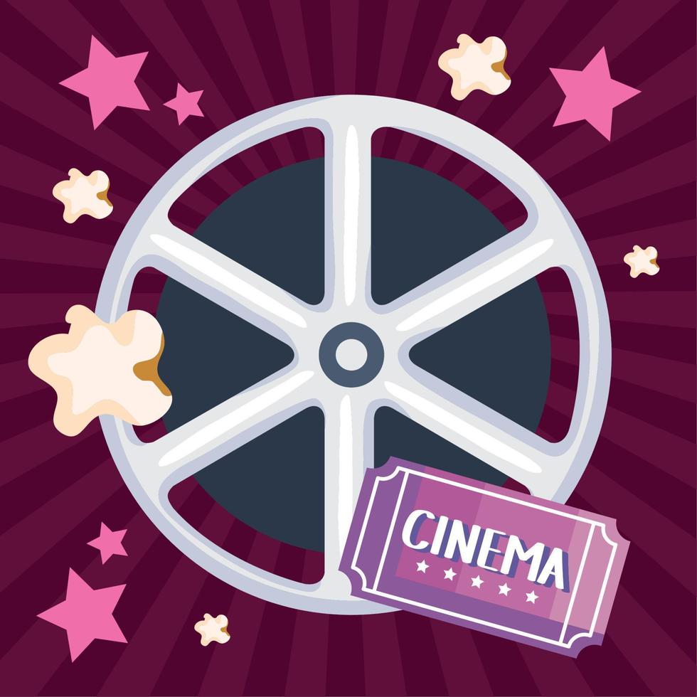 cinema ticket and reel vector