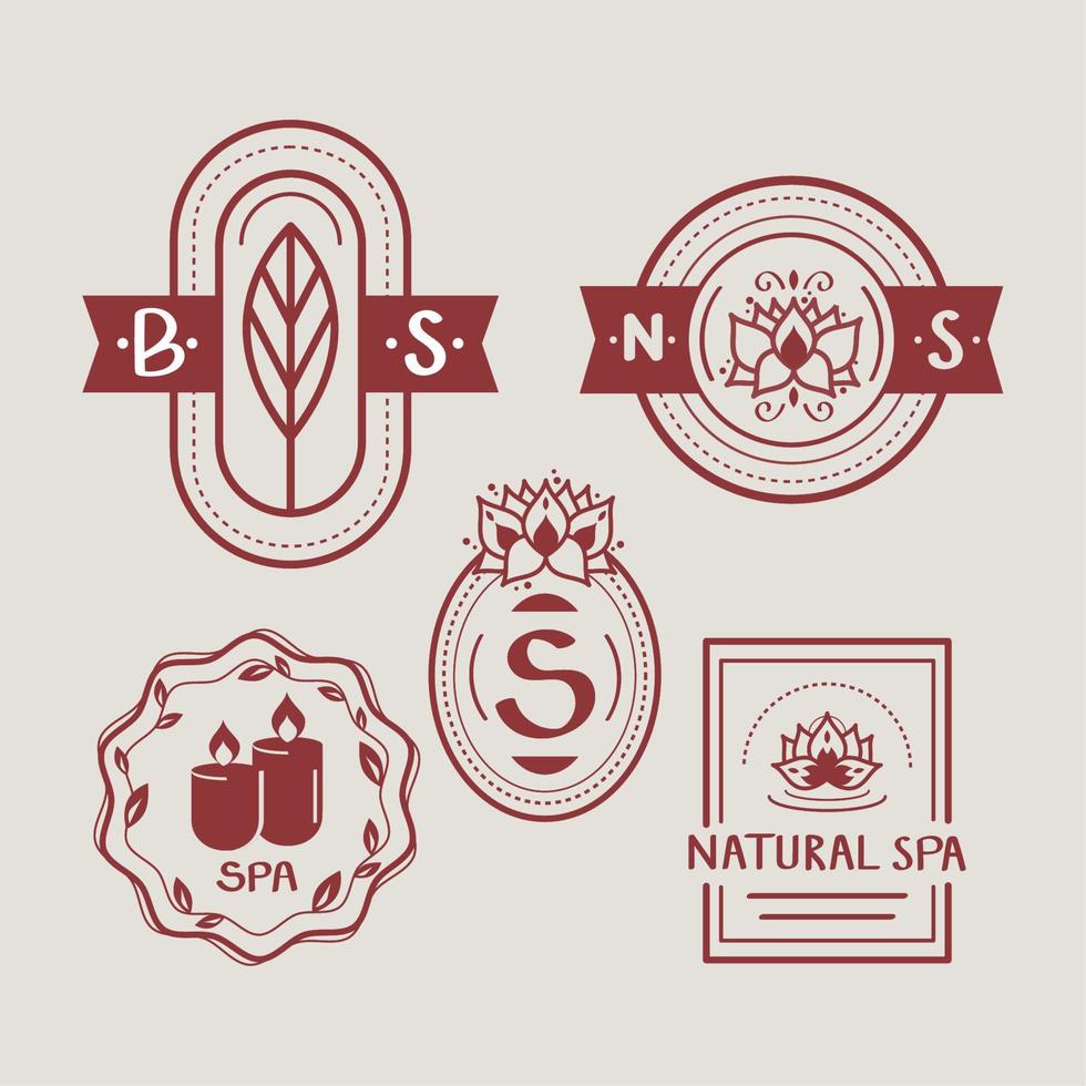 five spa emblems icons vector