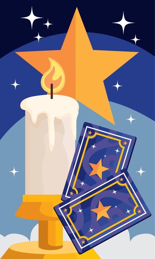 tarot card and candle vector