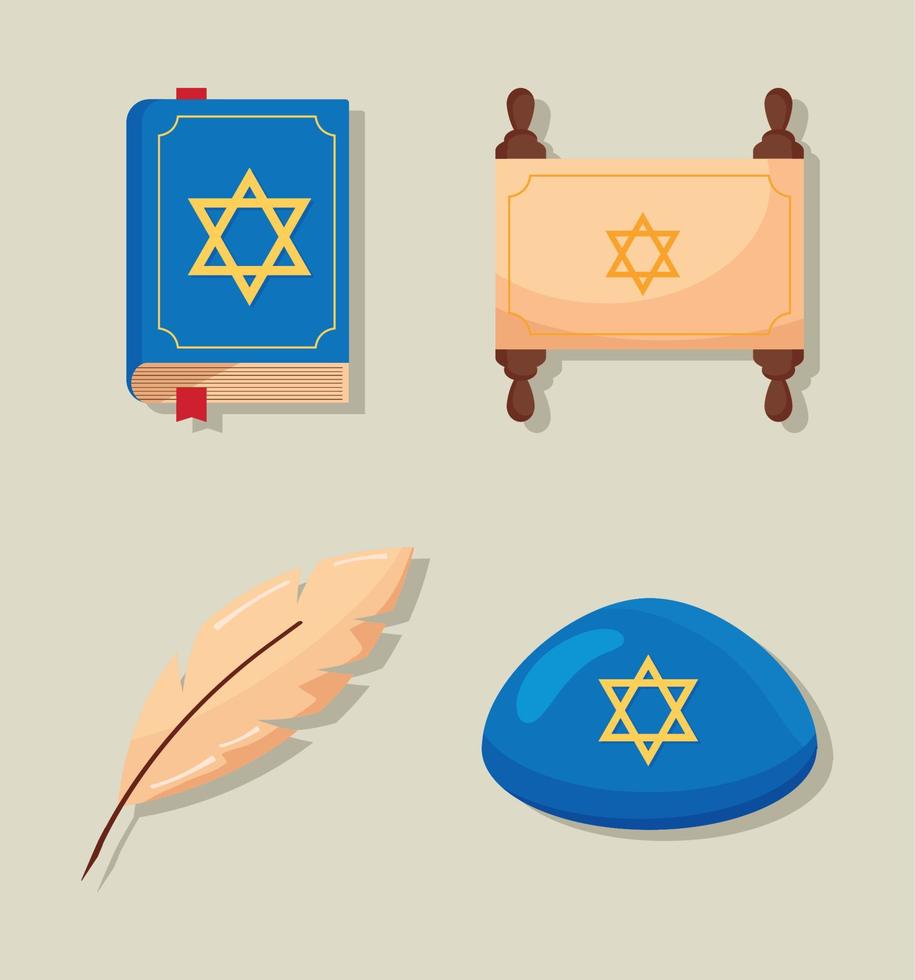 jewish four icons vector
