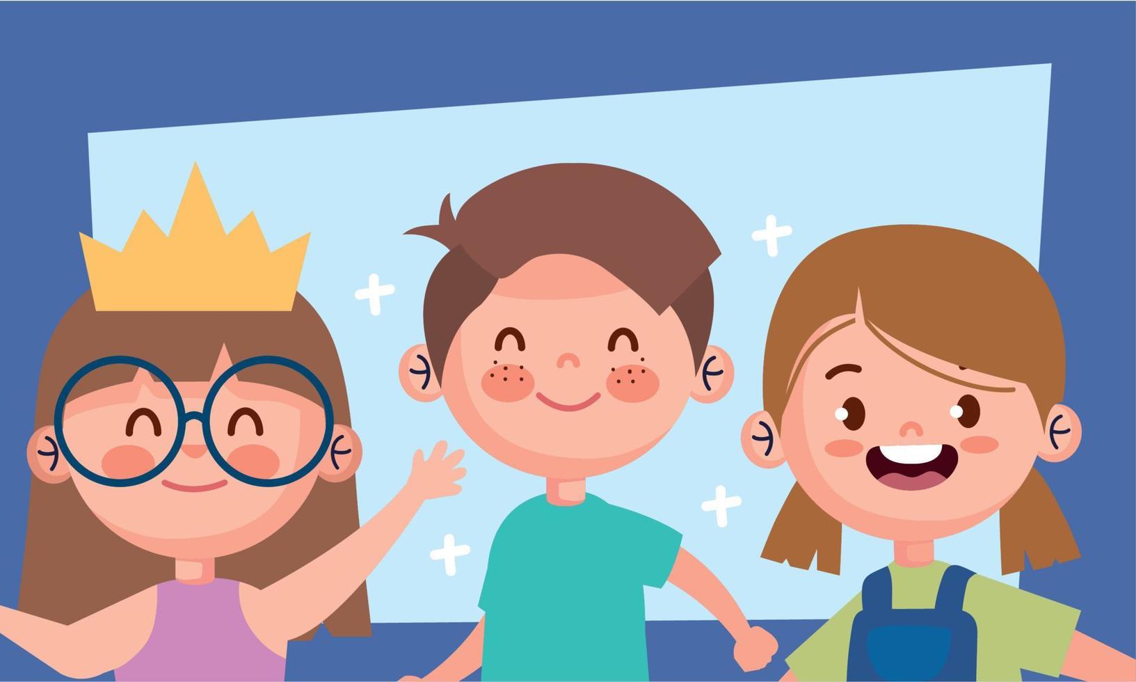 three little kids smiling vector