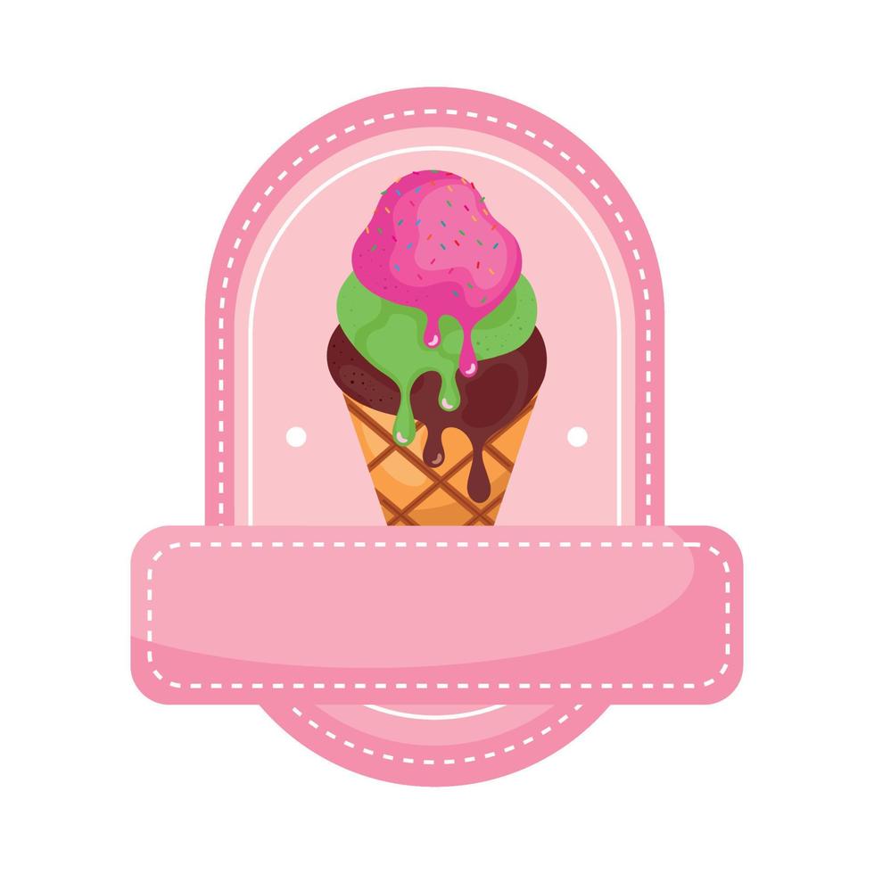 ice cream pink label vector