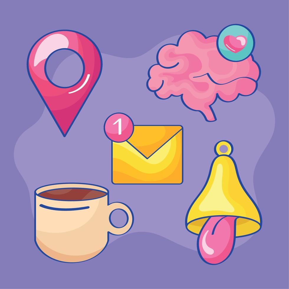 five social media icons vector