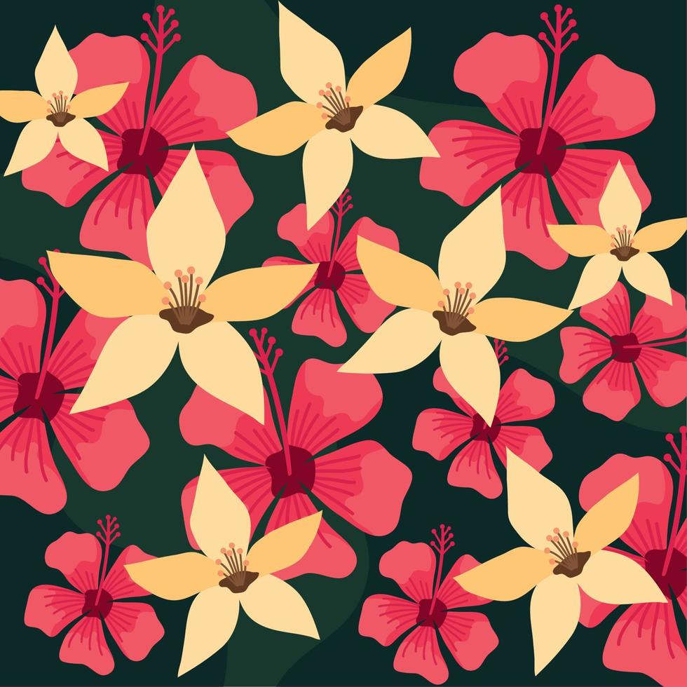 red and beige flowers pattern vector