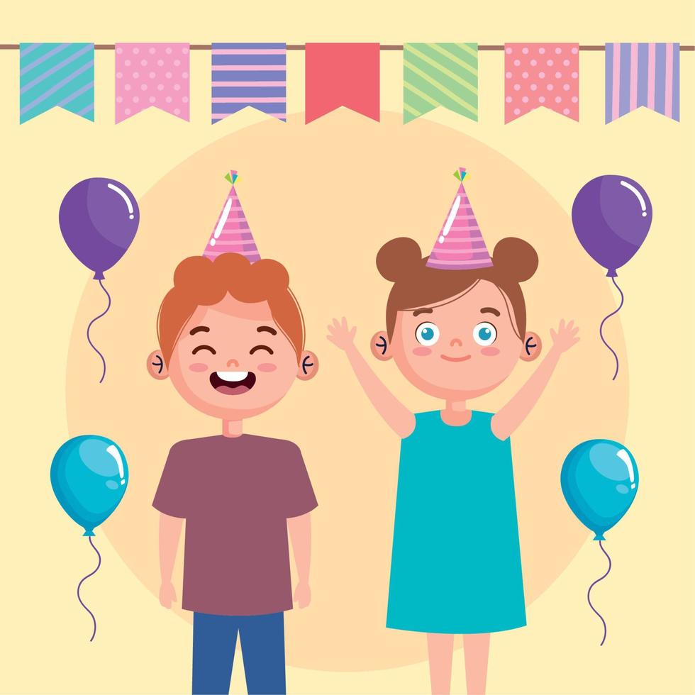 kids couple in party vector