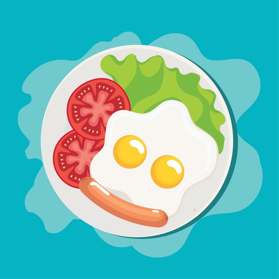 huevos fritos y verduras vector