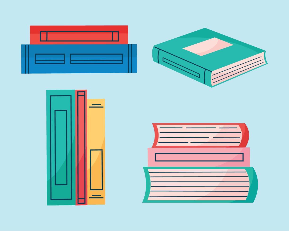 text books four icons vector