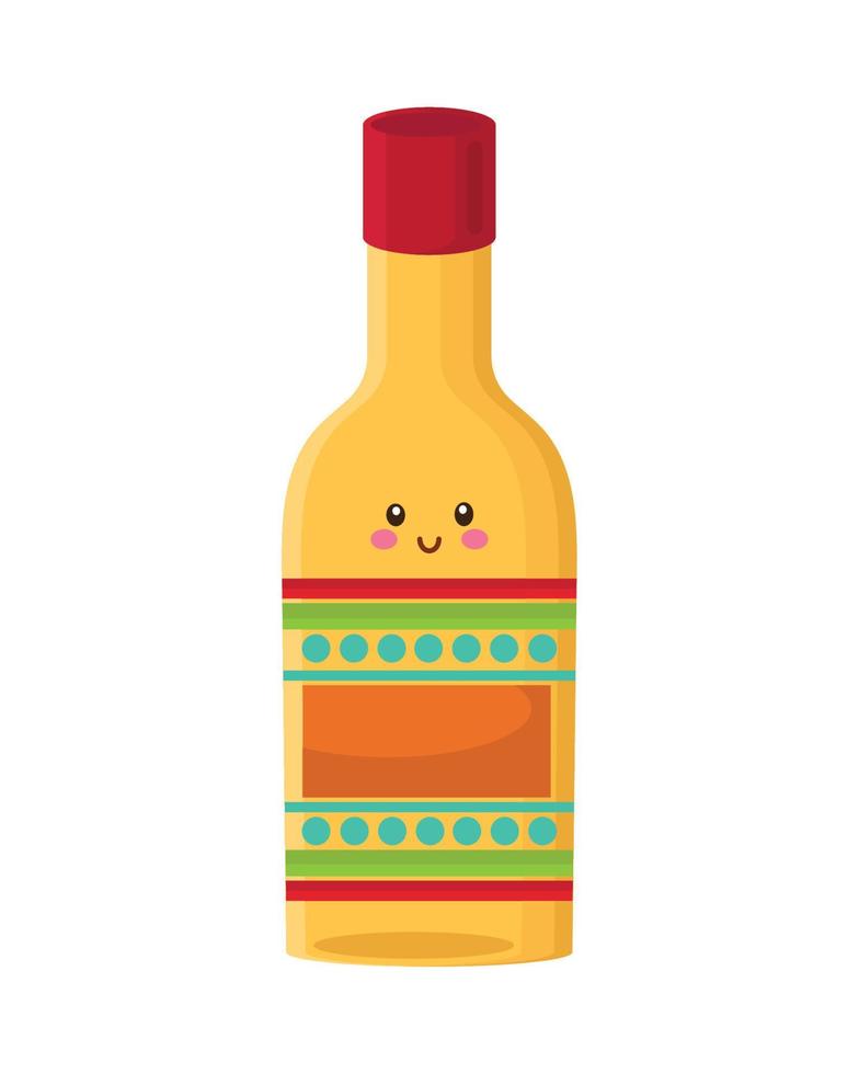 Botella de tequila personaje kawaii vector