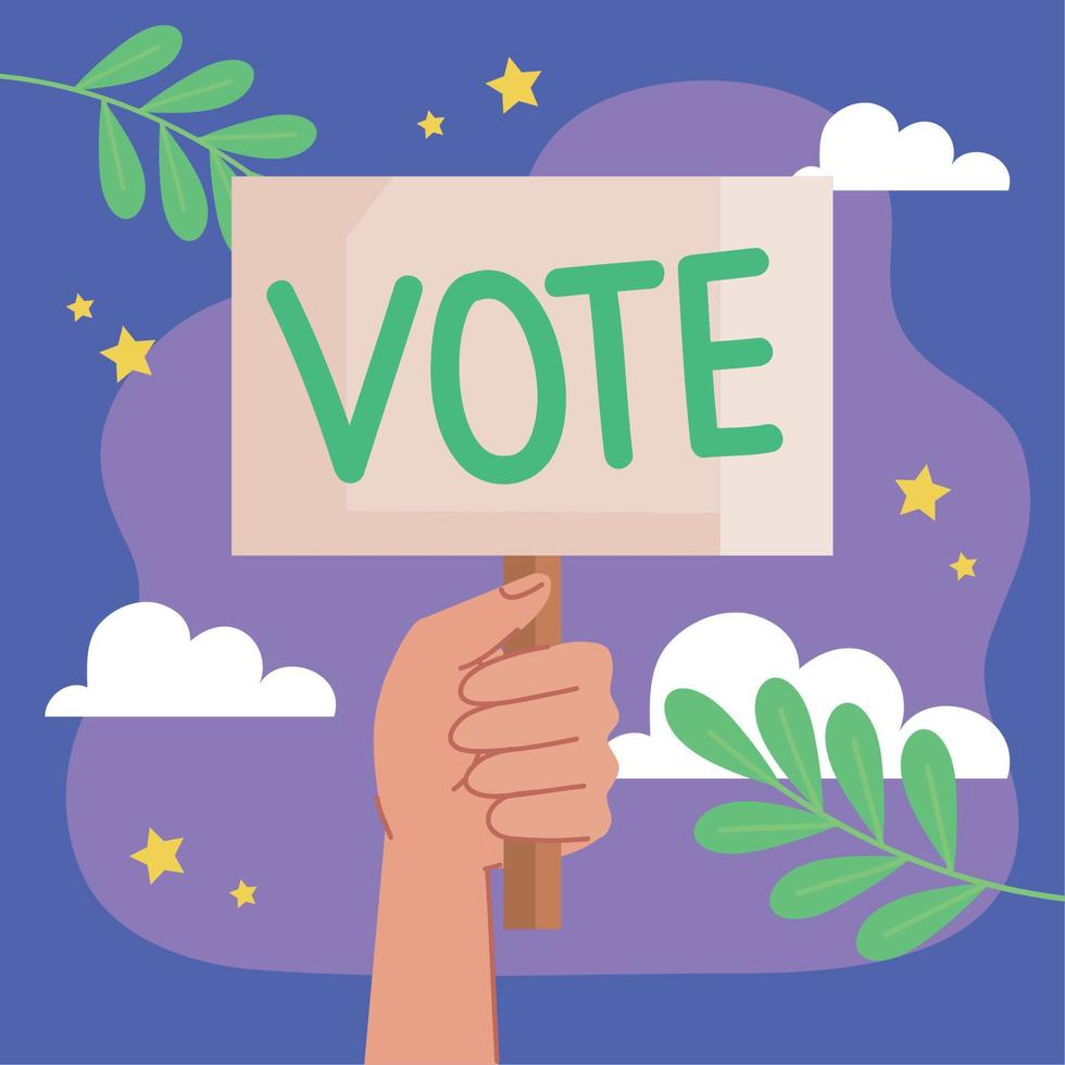 hand with vote banner vector