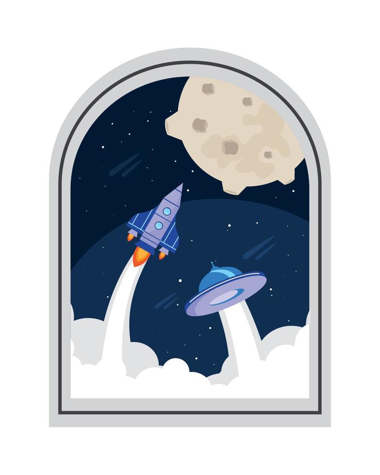 dome space retro sticker vector