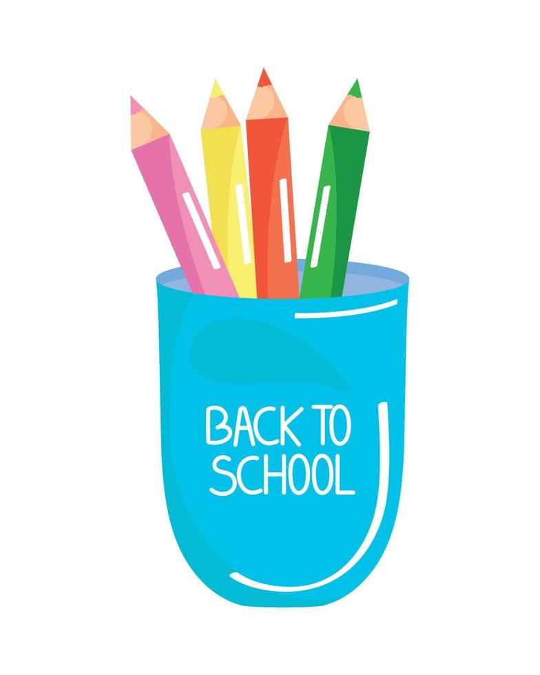 back to school in pencil holder vector