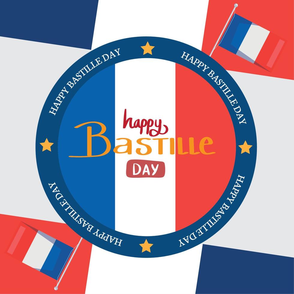happy bastille day lettering celebration vector