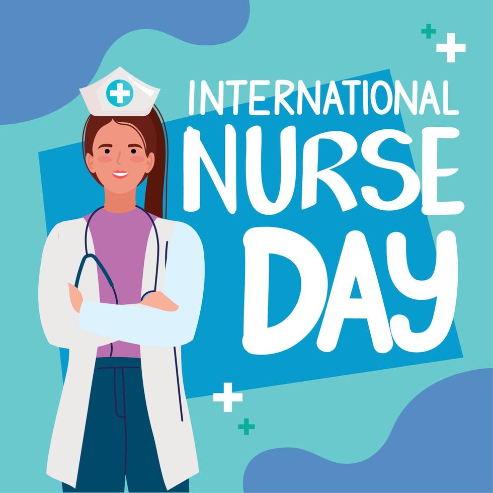 nurse day lettering poster vector