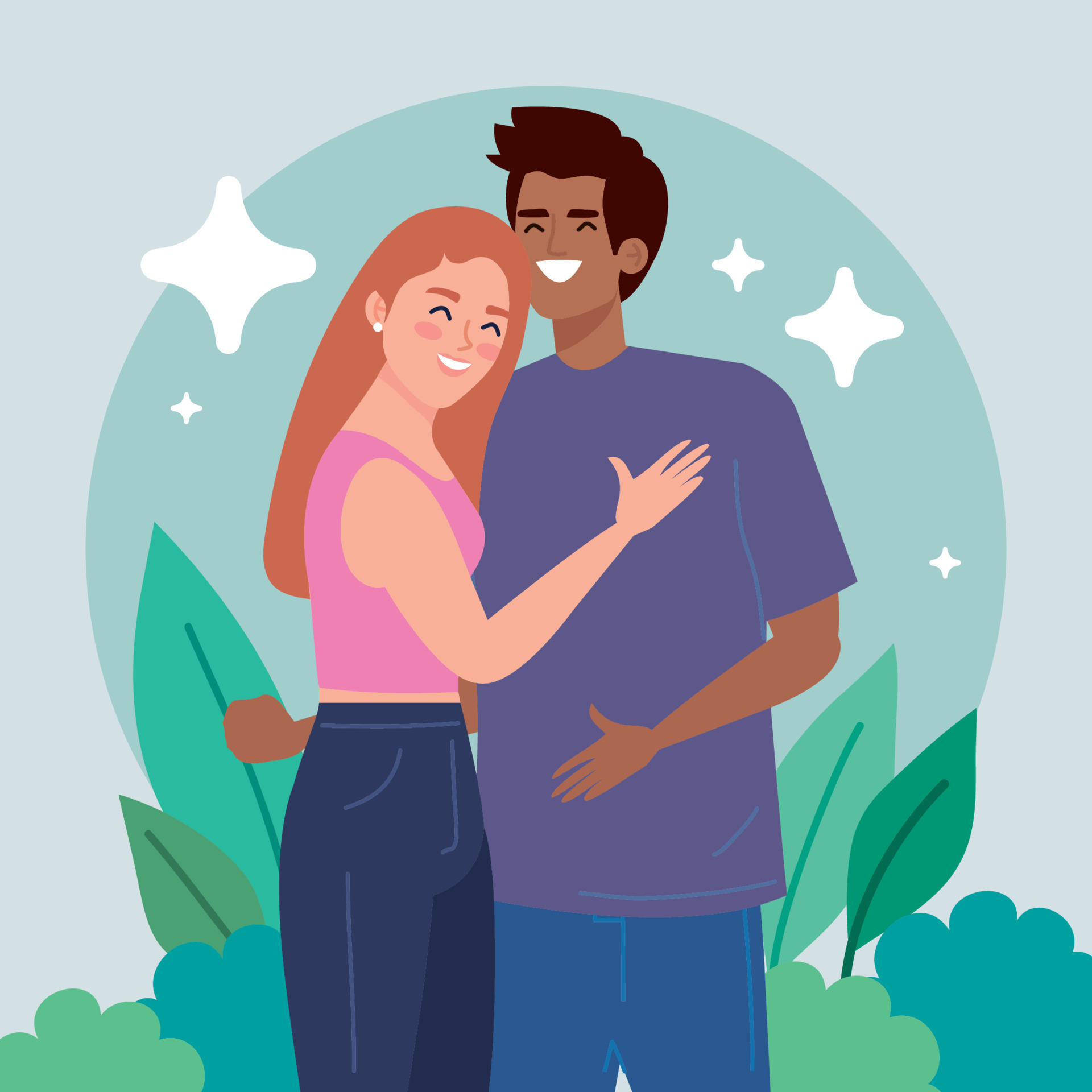 Interracial Lovers Couple Scene 10479605 Vector Art At Vecteezy