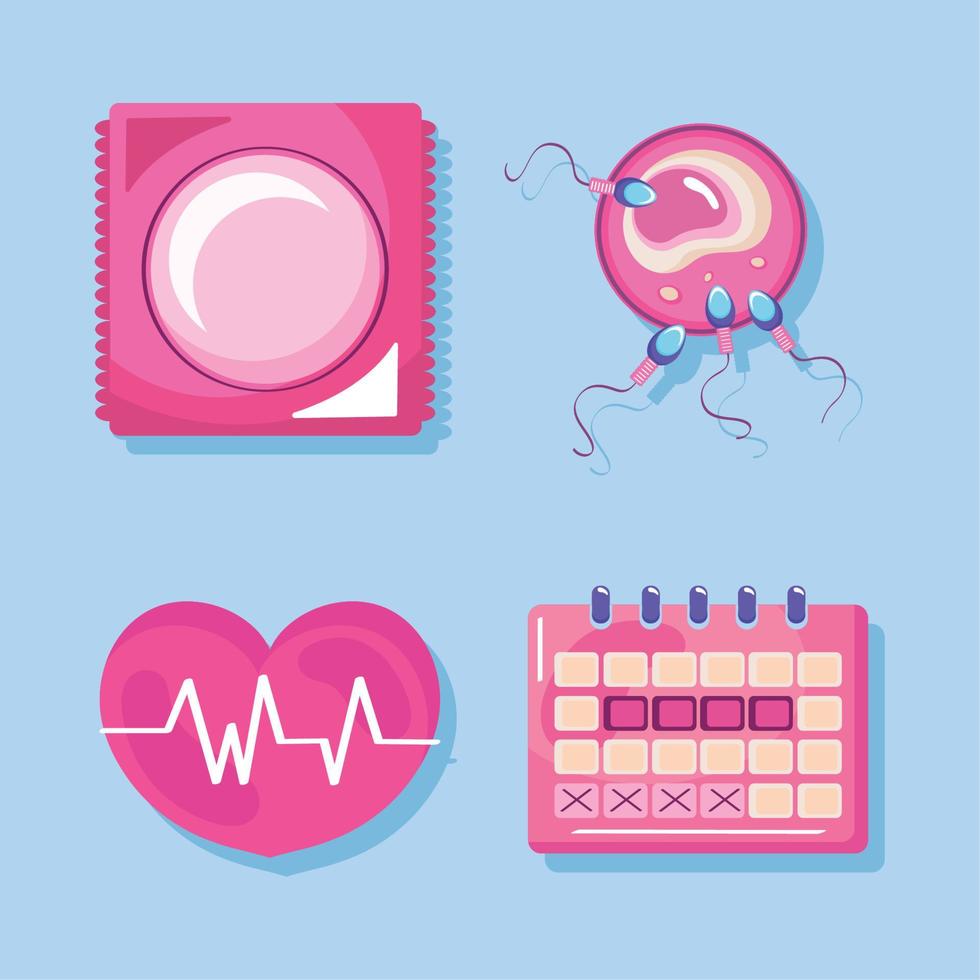 four sexual health icons vector