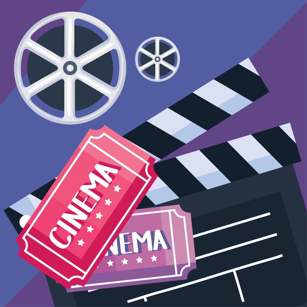 cinema tickets and clapperboard vector
