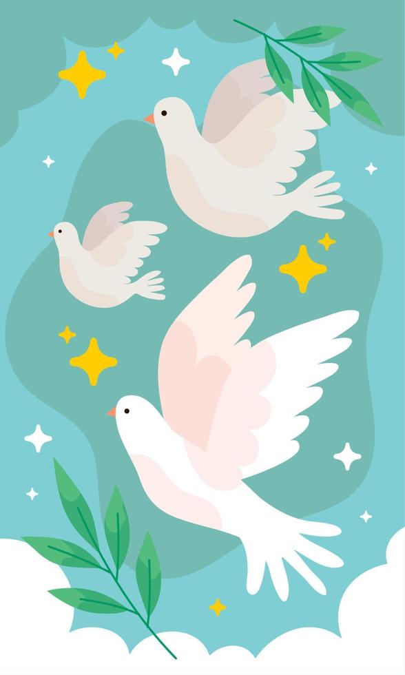 three peace doves vector