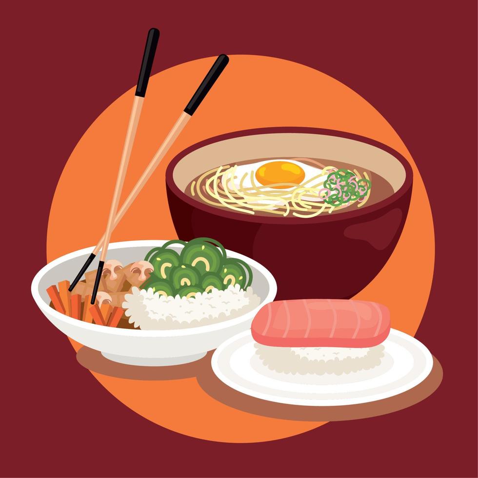 ramen and undon with chopstick vector