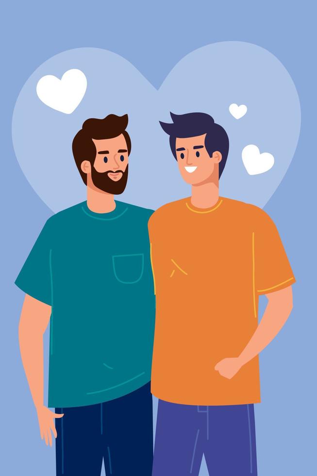 pareja de gays con corazones vector