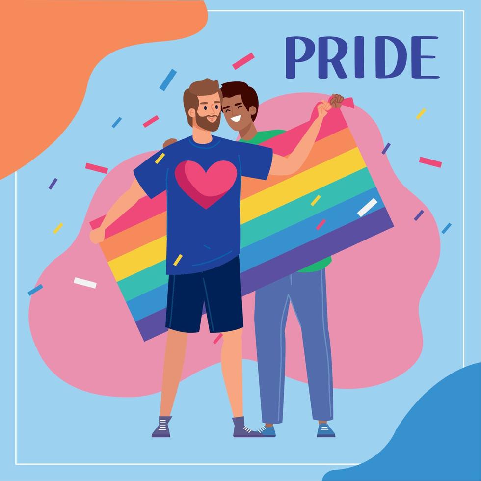 letras de orgullo con pareja de gays vector