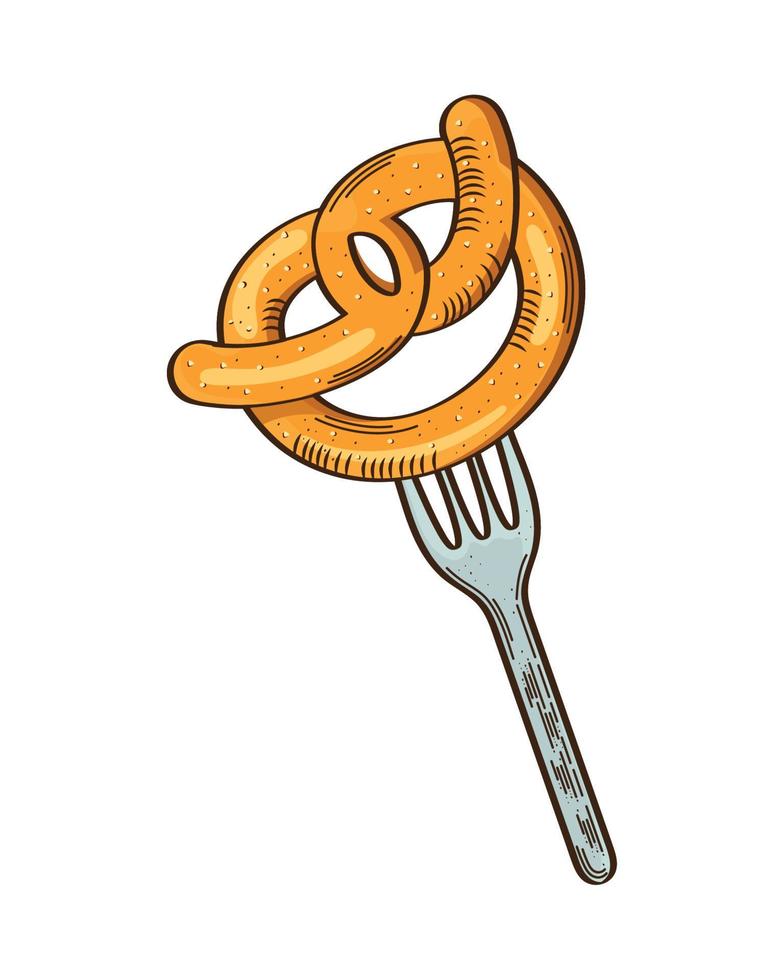pretzel in fork vector