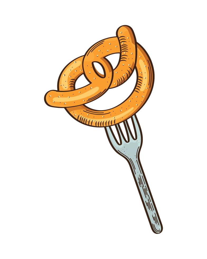 pretzel en tenedor vector