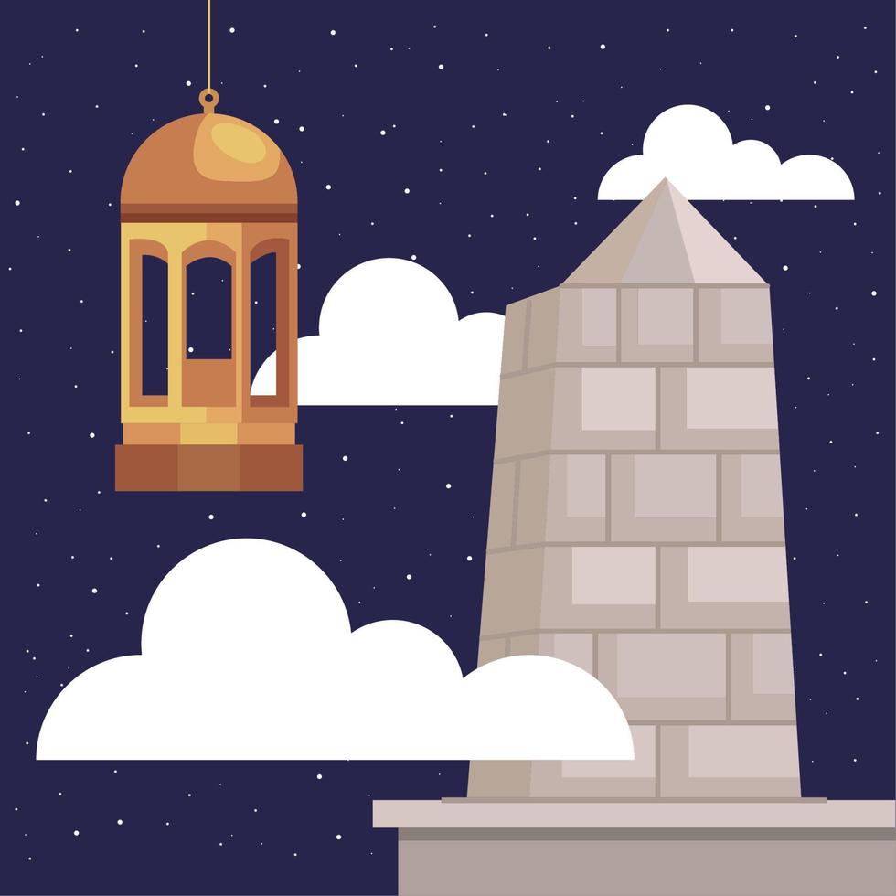 devils pillar with golden lamp vector