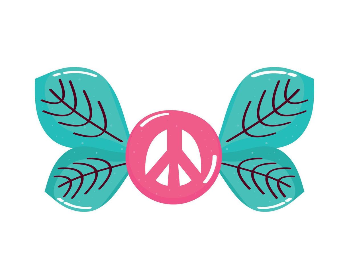 peace symbol with leafs vector