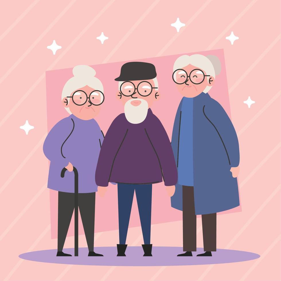 grandparents group with eyeglasses vector