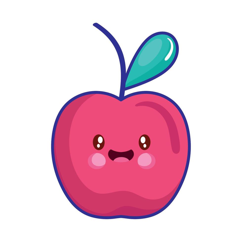 apple fruit kawaii style vector