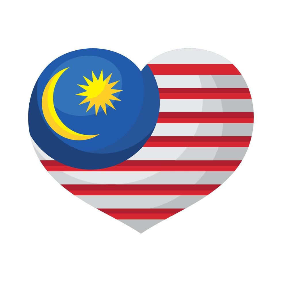malaysia flag in heart vector