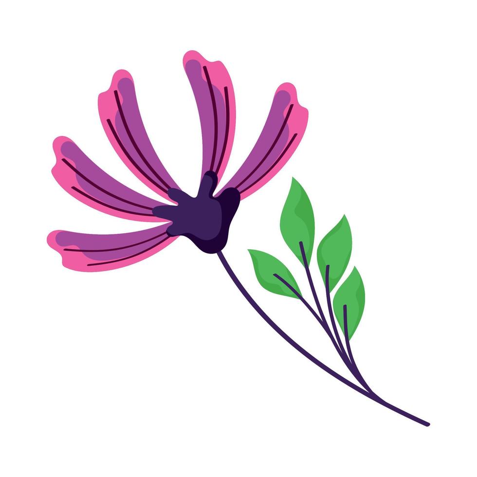 flor morada y tallo vector