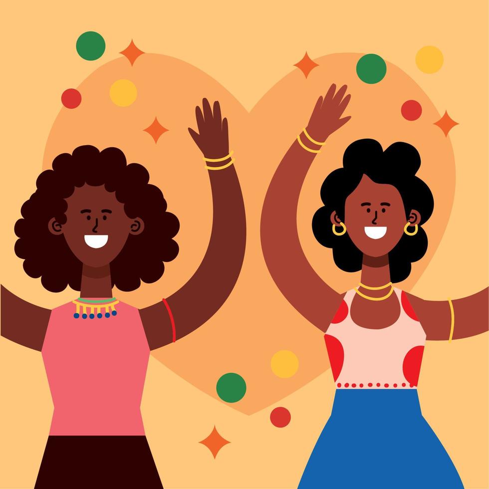 afro girls celebrating vector