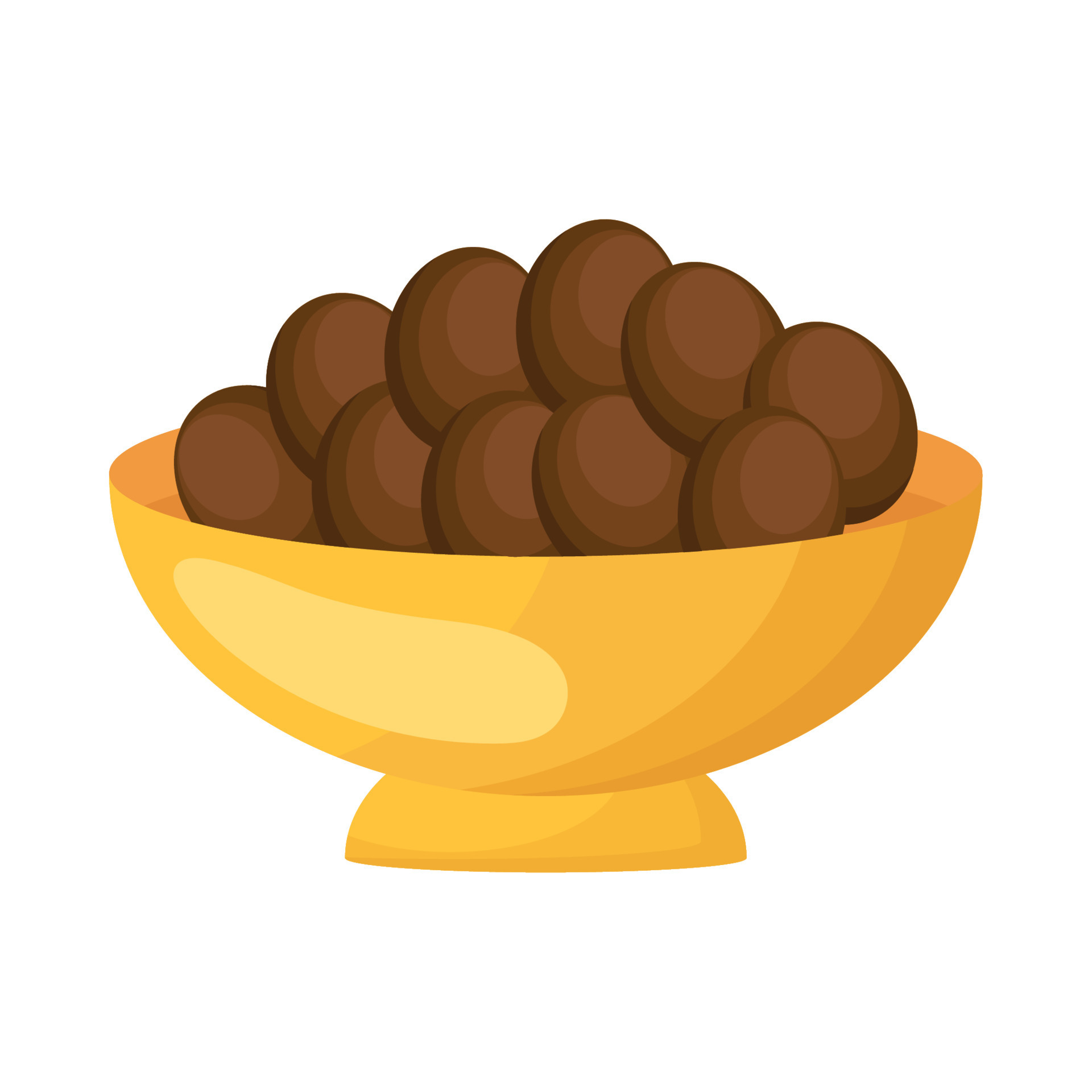 golden bowl with nuts 10479875 Vector Art at Vecteezy