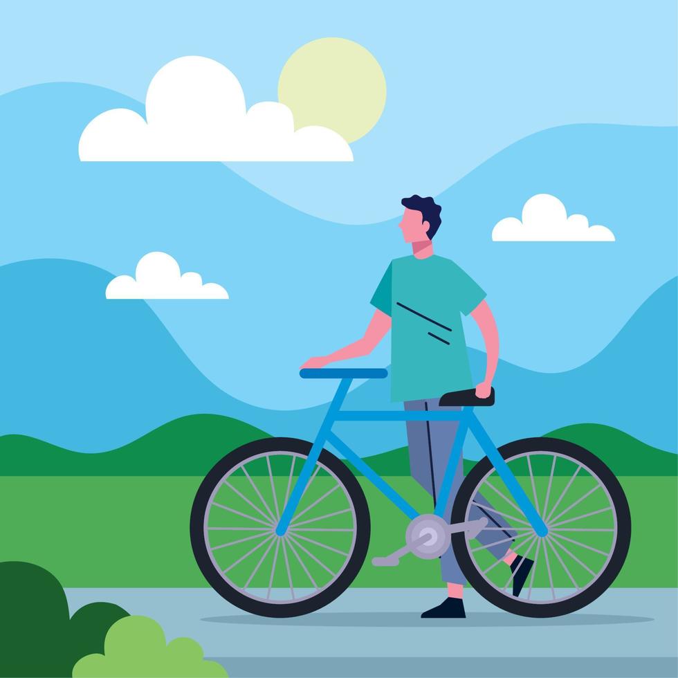 hombre en bicicleta vector