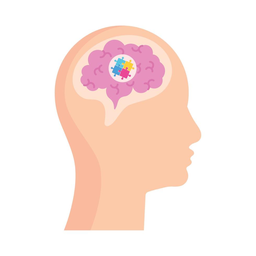 profile with puzzle brain vector