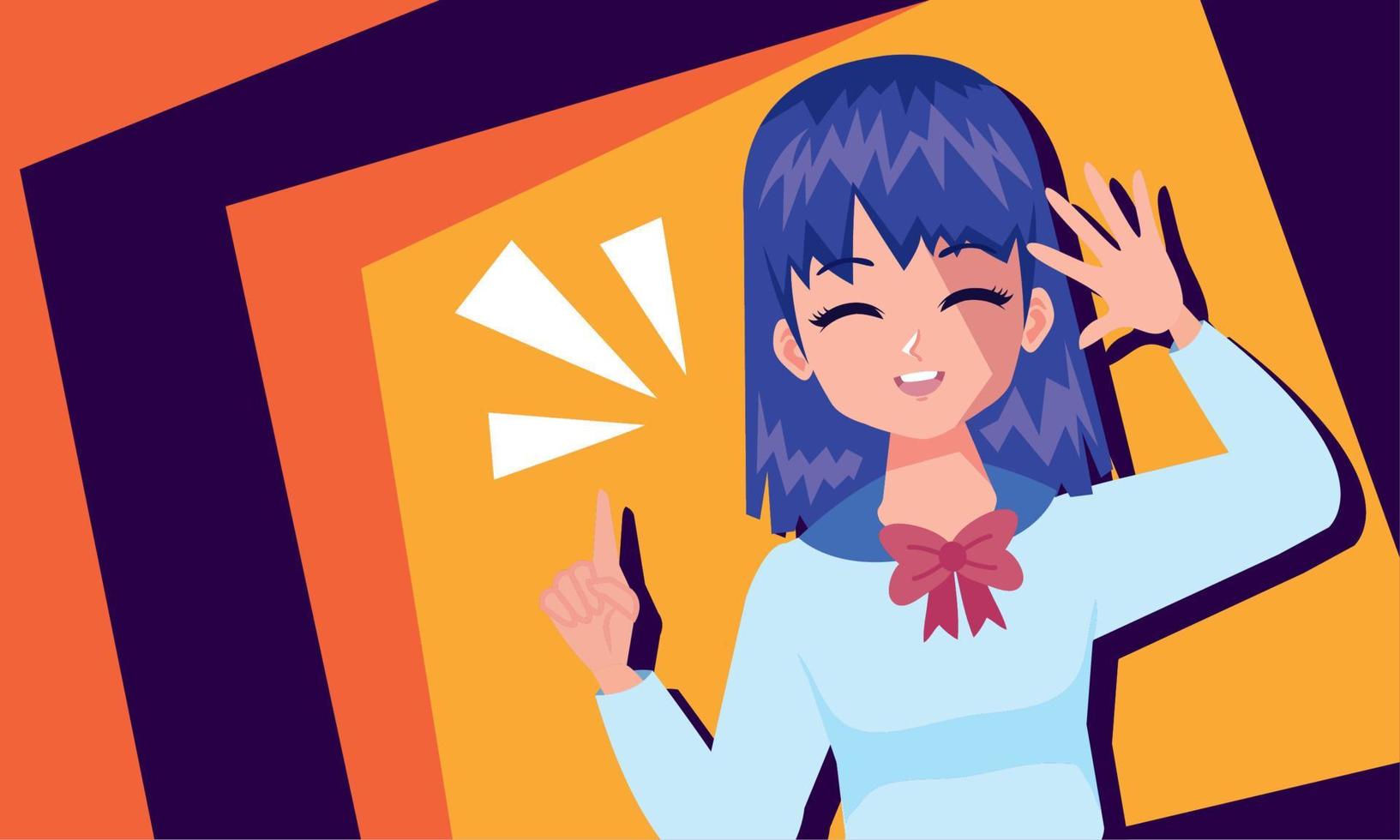 anime girl celebrating vector