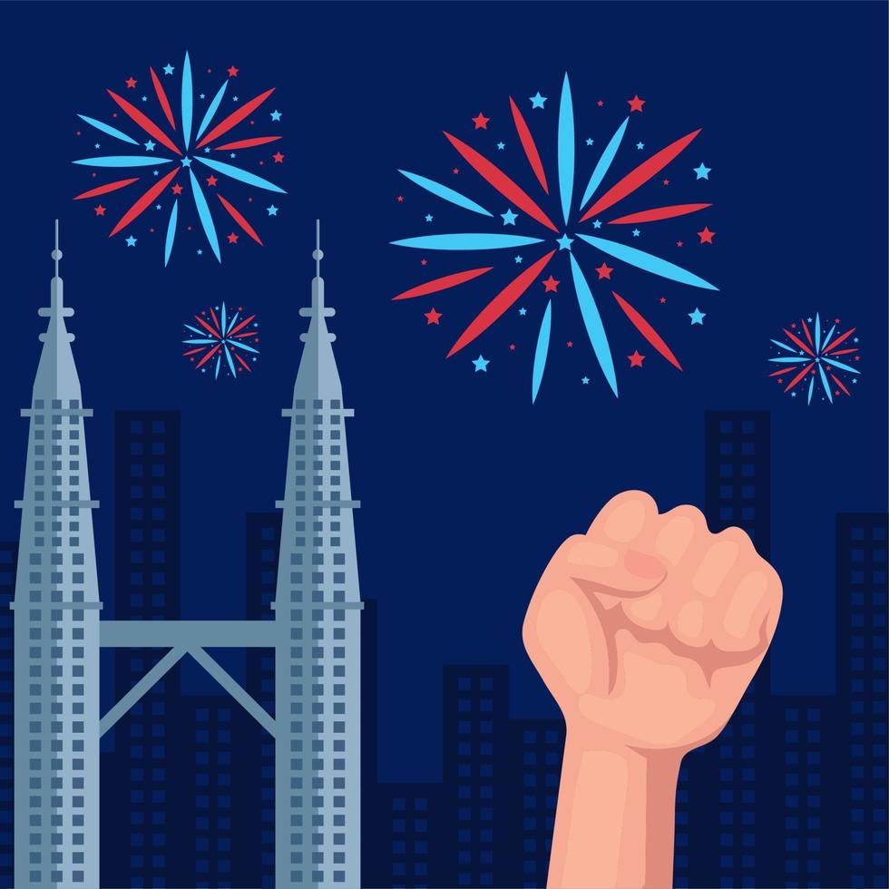 fist and petronas towers vector