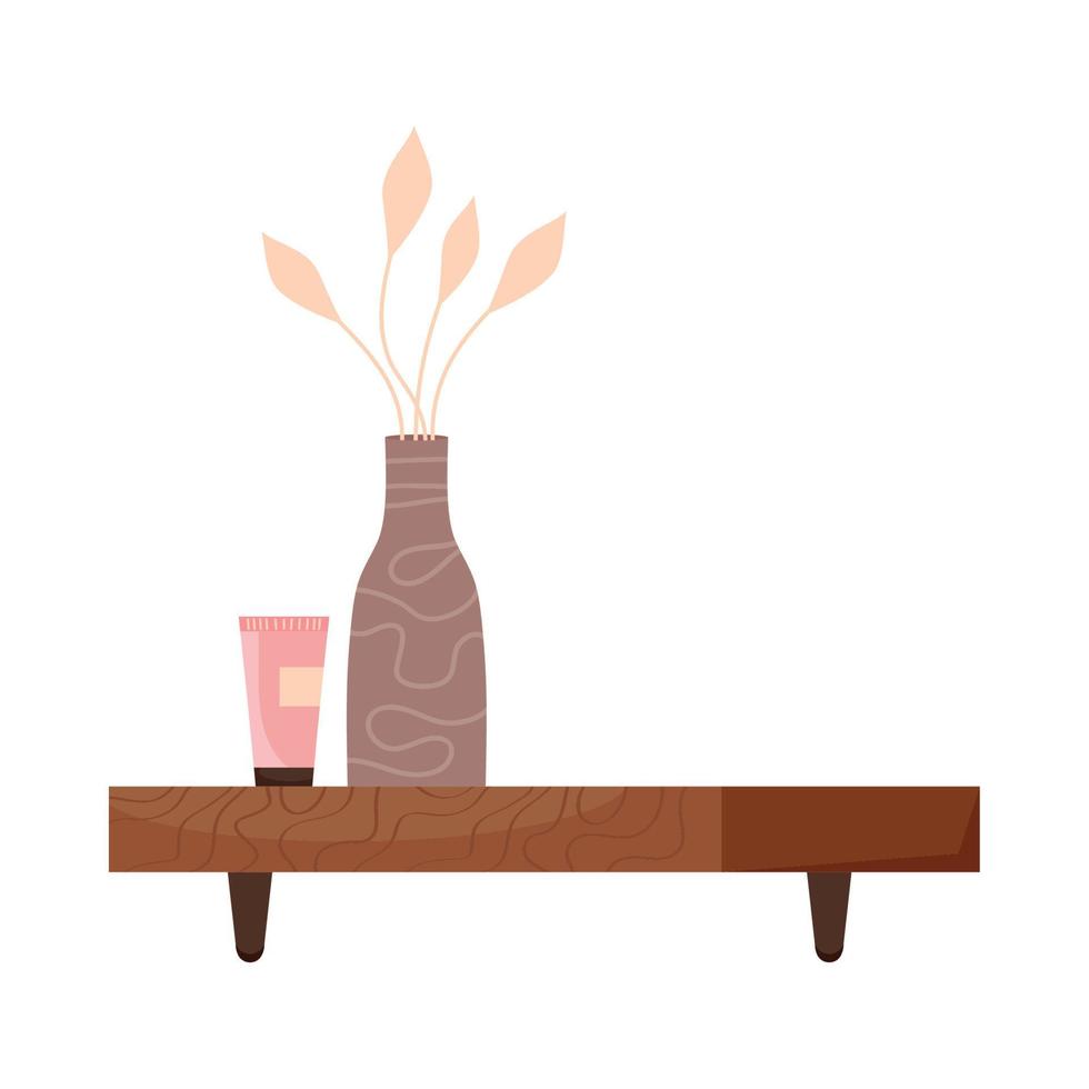 shelf with floral vase vector