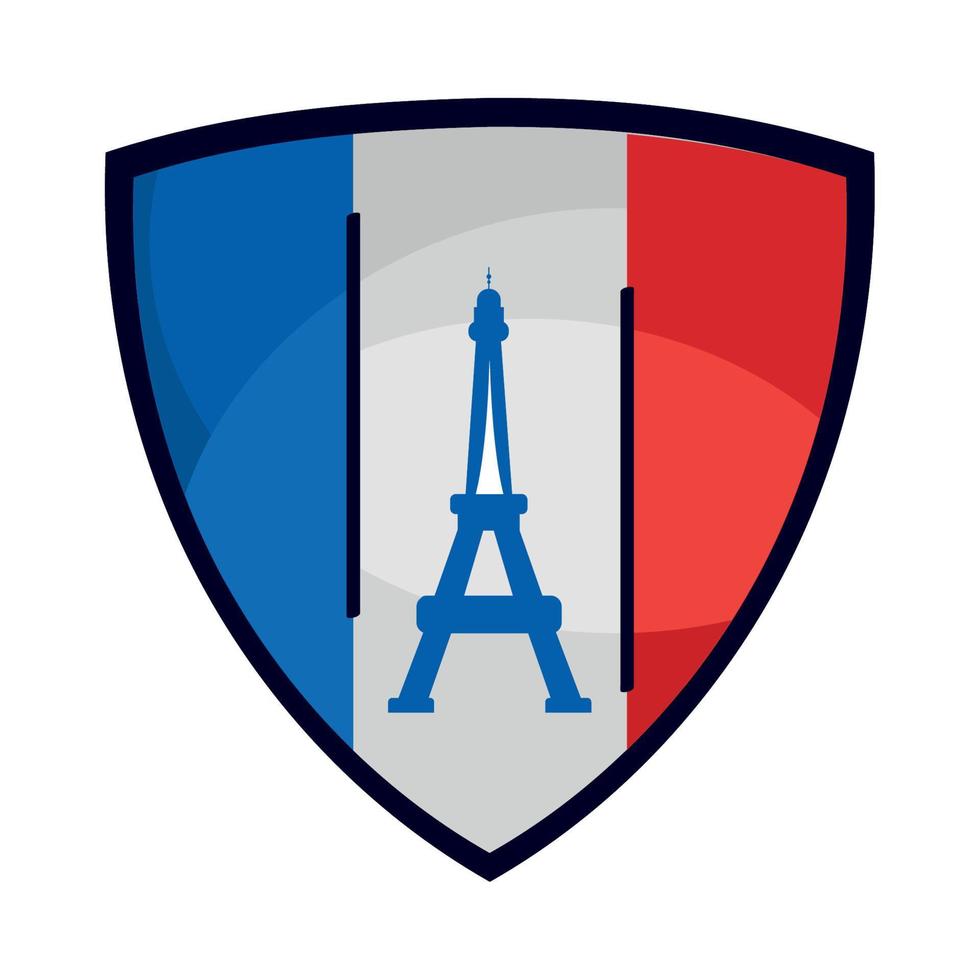 tower eiffel in shield vector