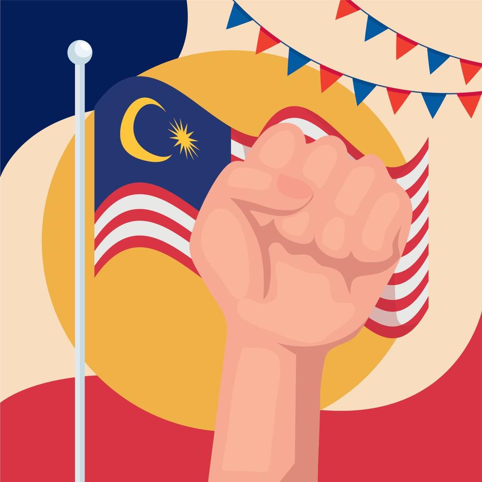 fist hand with malaysia flag vector