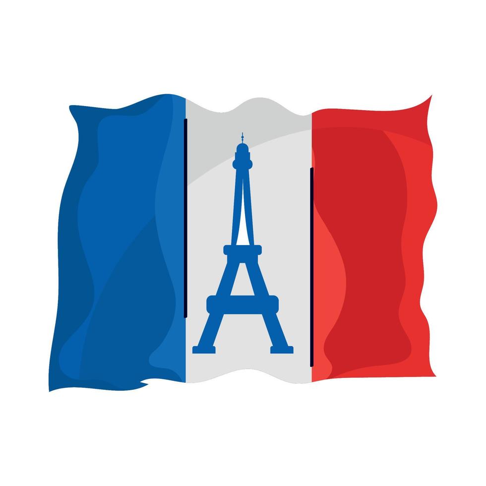 france flag with tower eiffel vector
