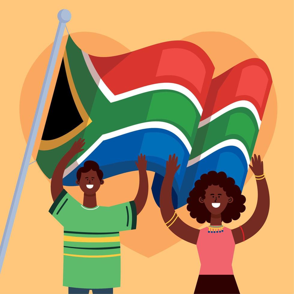 happy heritage day couple with flag vector