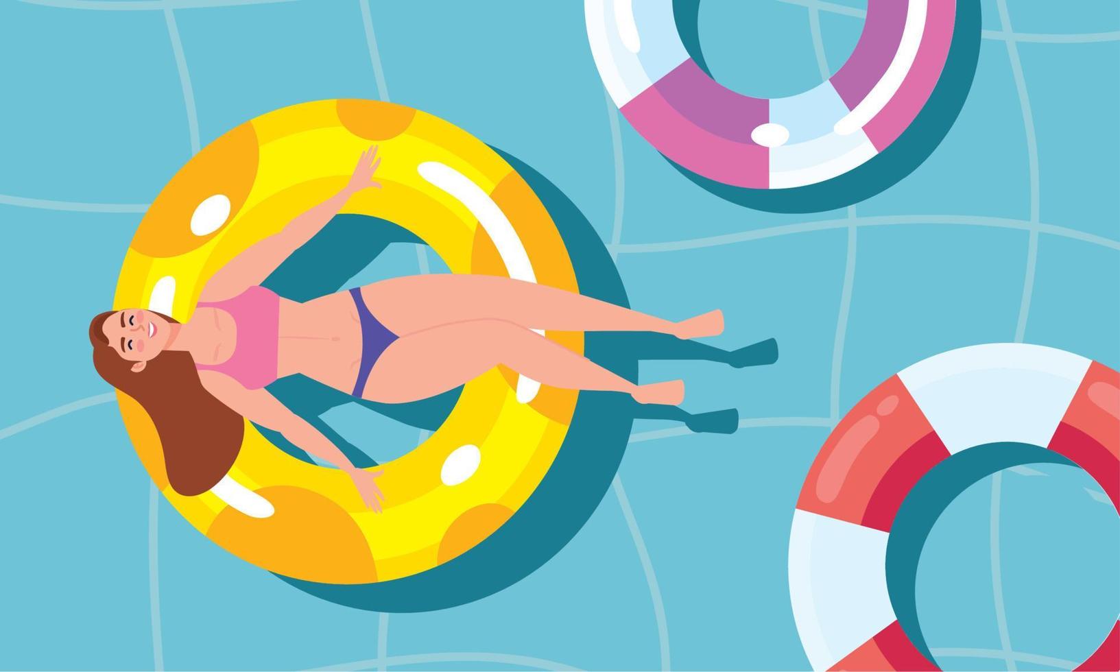 girl tanning in float vector