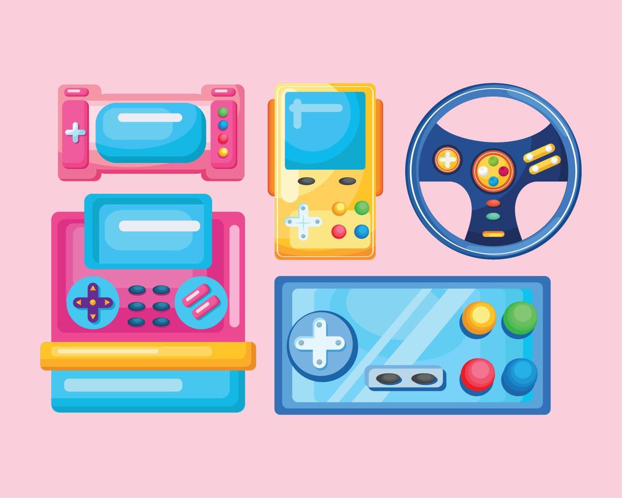 five video game icons vector