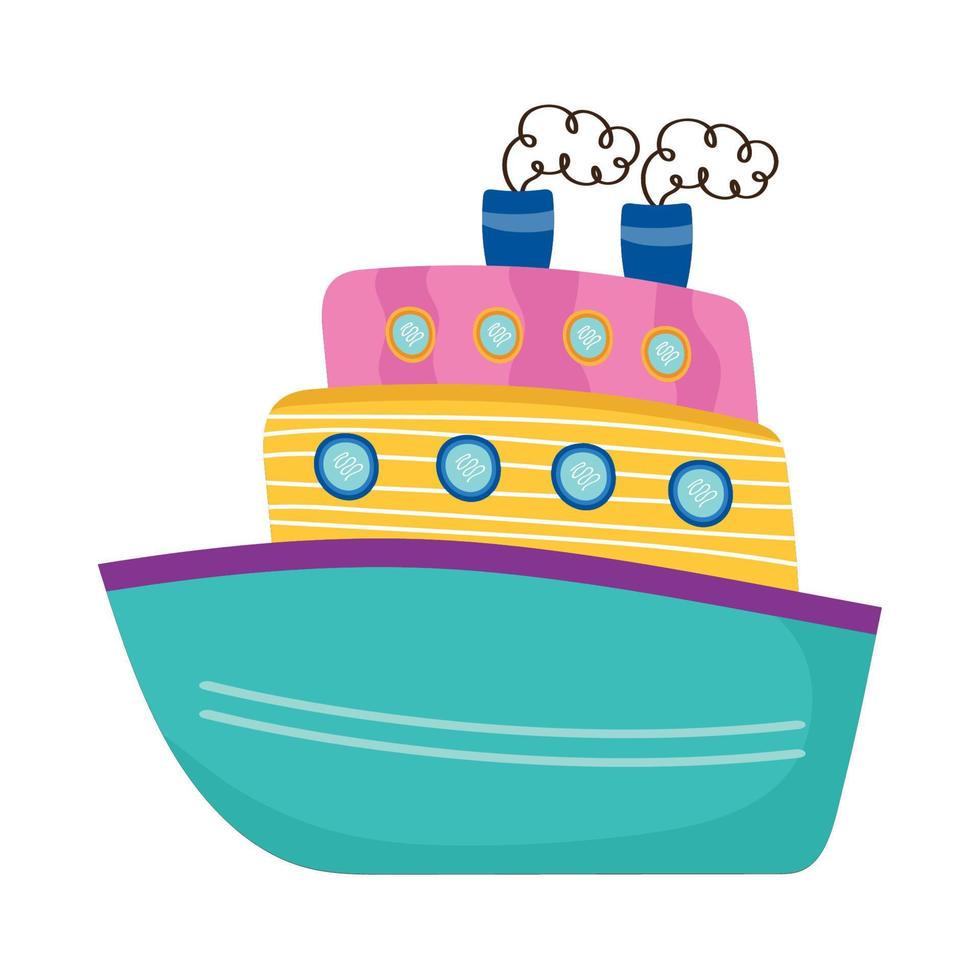 blue steam boat vector