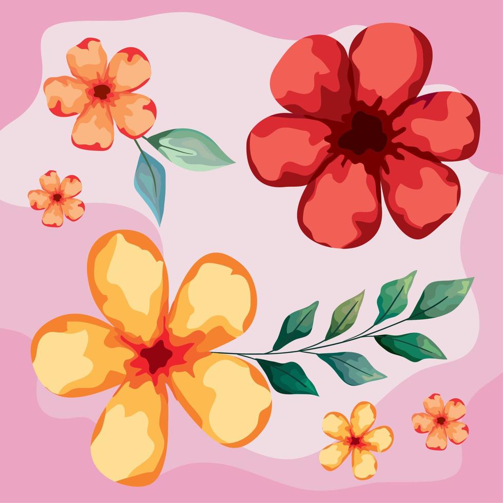 leafs and flowers spring vector