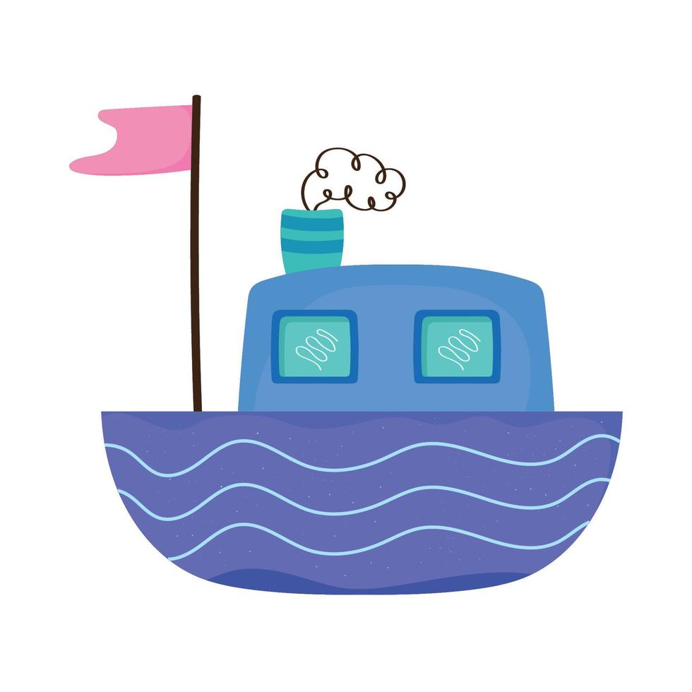 purple steam boat vector