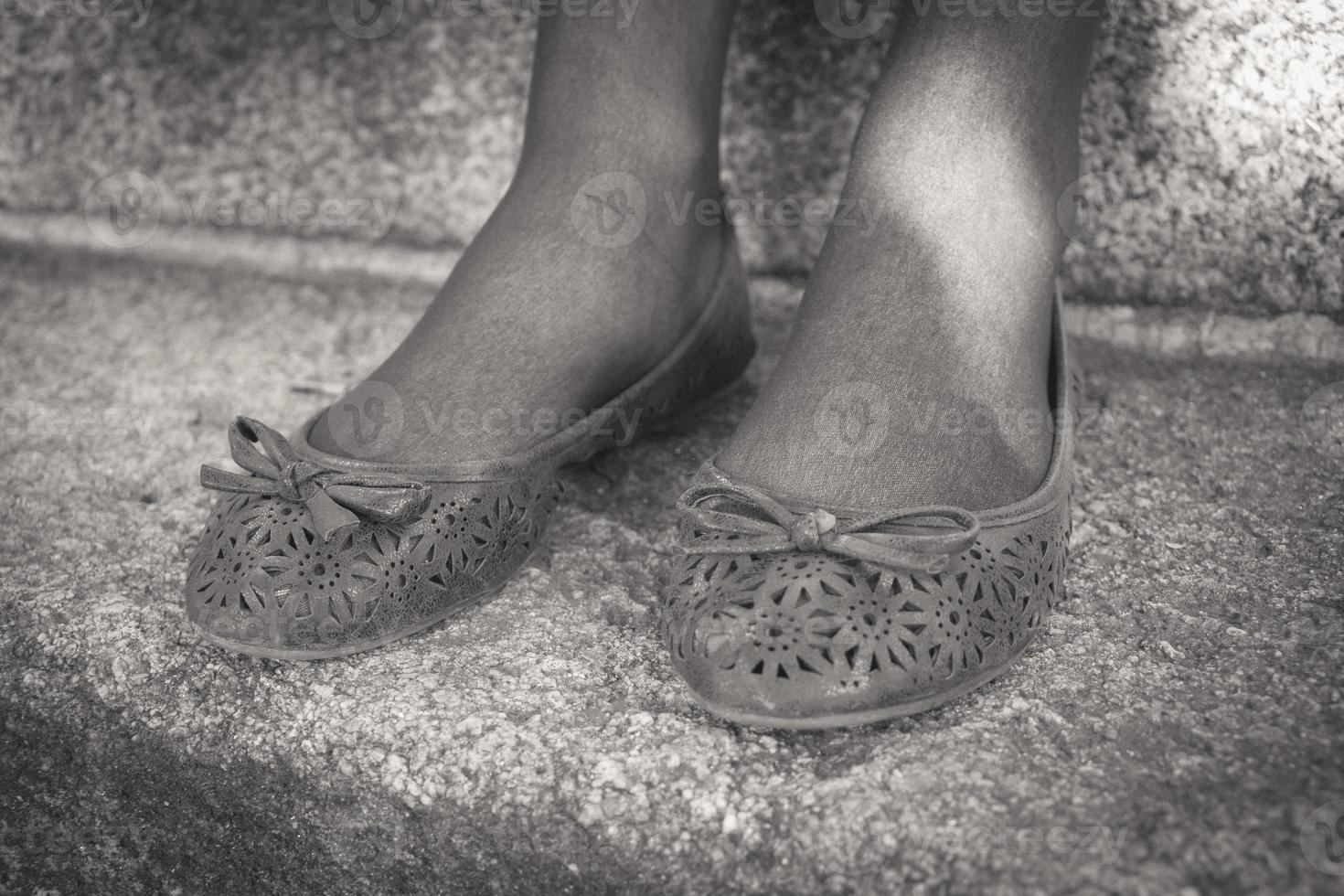 ballerina shoes in black and white photo