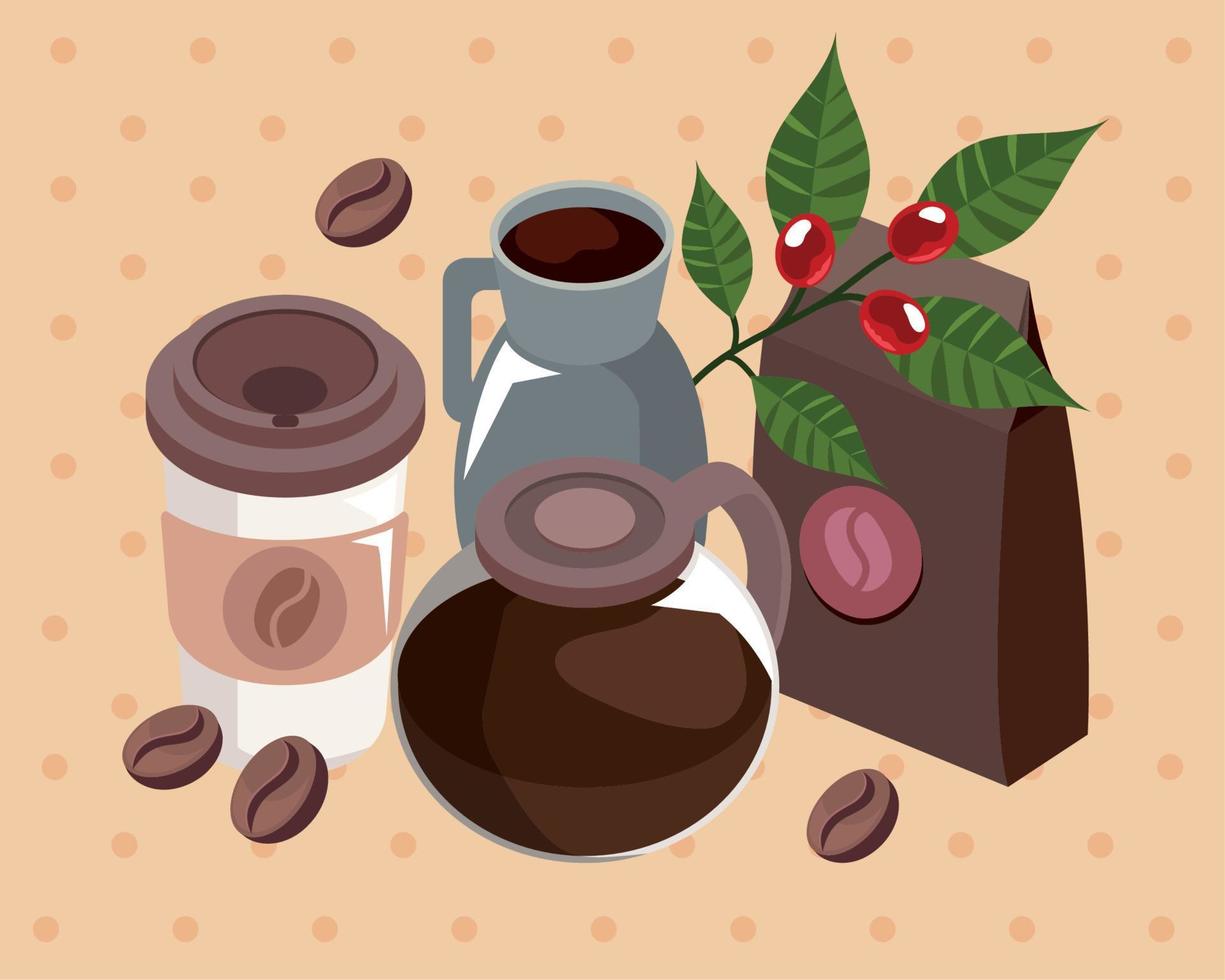 bebida de café productos isométricos vector